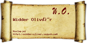 Widder Olivér névjegykártya